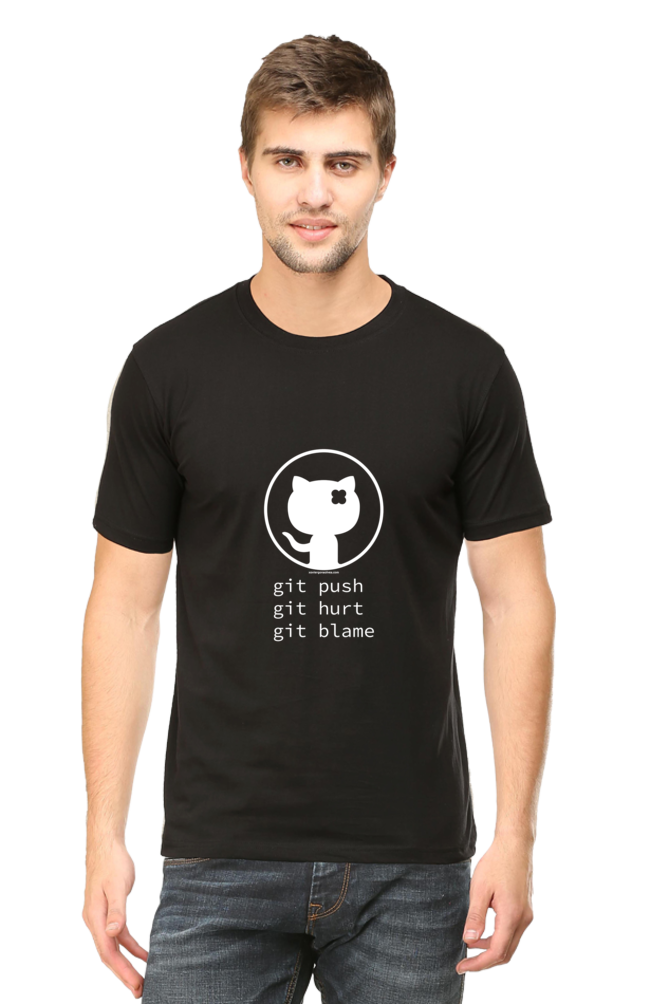 Xavi's Git Push Git Blame Unisex Cotton Coder T-shirt - Xavi's World