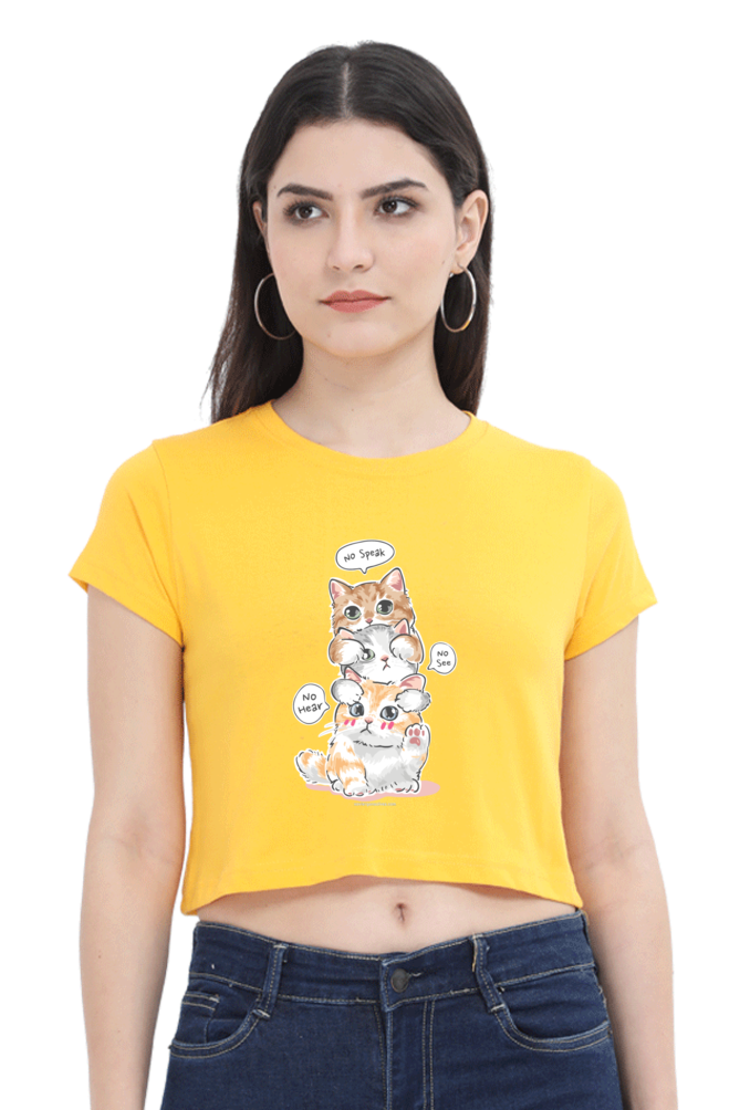 Cute Kitten Stack Women's Cropped T-Shirt - Xavi's World