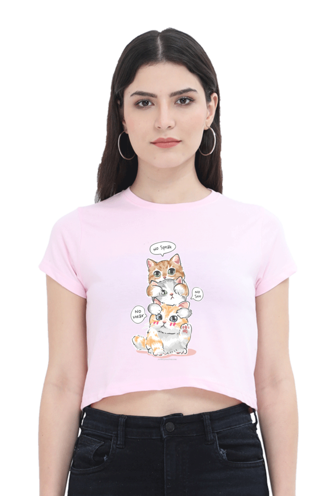 Cute Kitten Stack Women's Cropped T-Shirt - Xavi's World