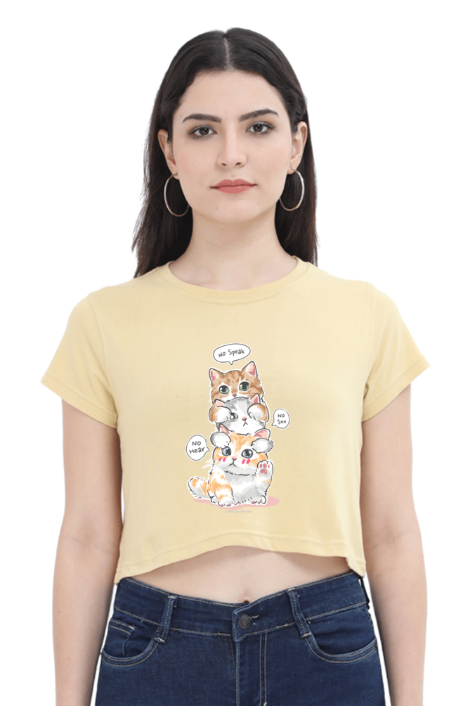 Cute Kitten Stack Women's Cropped T-Shirt - Xavi's World