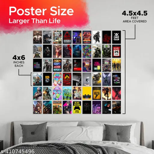 Aesthetic Gaming Poster Collage | Pack of 54 | 4 x 6 Inches