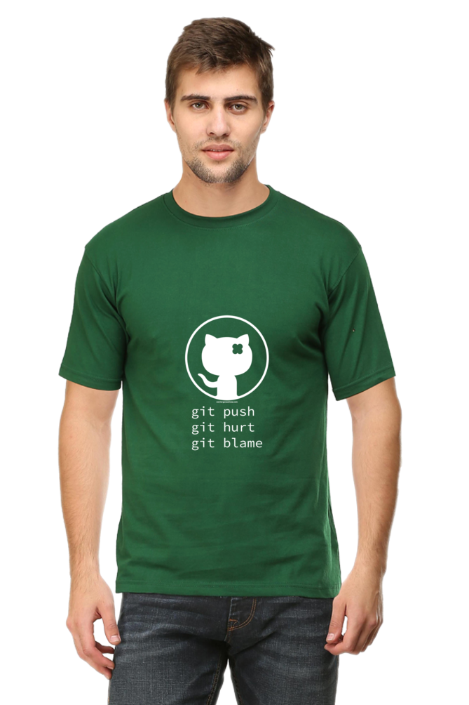 Xavi's Git Push Git Blame Unisex Cotton Coder T-shirt - Xavi's World