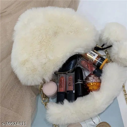 Faux Fur Heart Shaped Handbag