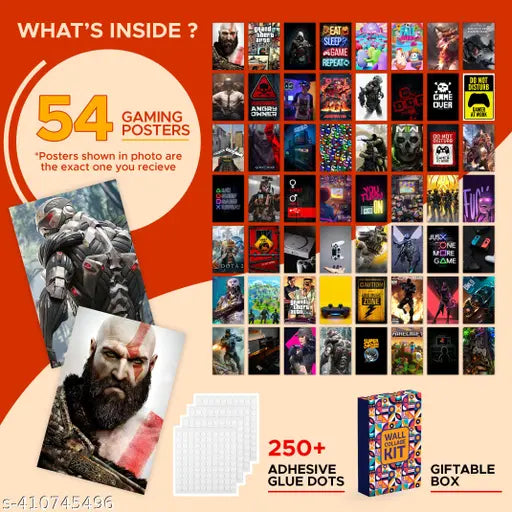 Aesthetic Gaming Poster Collage | Pack of 54 | 4 x 6 Inches