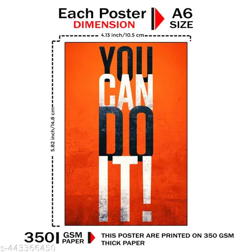 Motivational Inspirational Poster Collage | Pack of 45 | 4 x 6 Inch