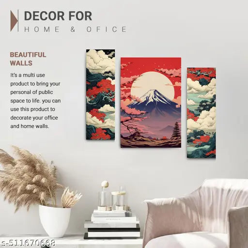 Japanese Theme Set of 3 Wall Painting