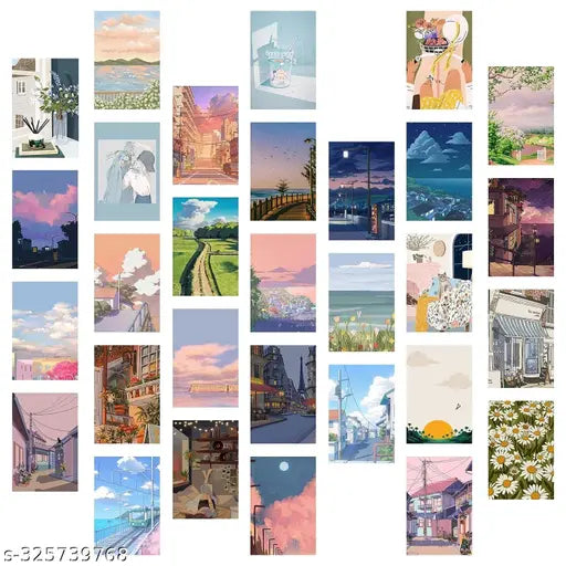 Aesthetic Art Poster Collection | Set of 30 | 4 x 6 Inch | Set 1