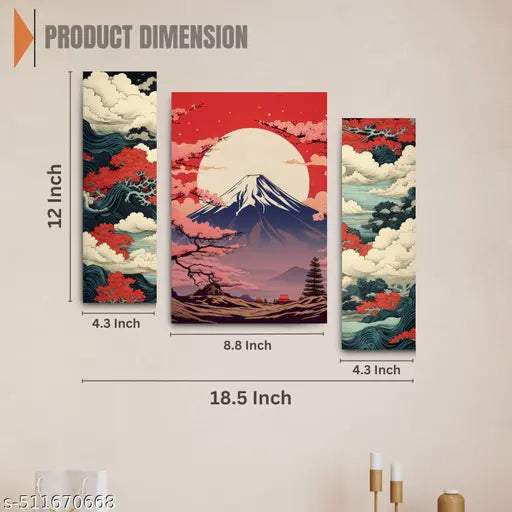 Japanese Theme Set of 3 Wall Painting