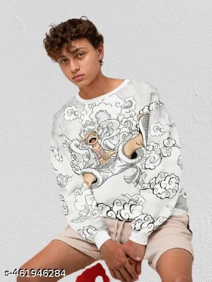 Trendy Anime Printed Luffy Gear 5 Sweatshirt