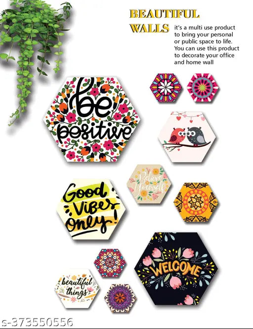Motivational Hexagon Shaped Decor Plates | Set of 11
