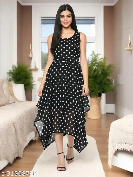 Trendy Printed Multi Pattern Asymmetric Dress