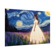 Load image into Gallery viewer, Xavi&#39;s Glowing Dress Woman in Lavender Field Matte Horizontal Poster - Xavi&#39;s World
