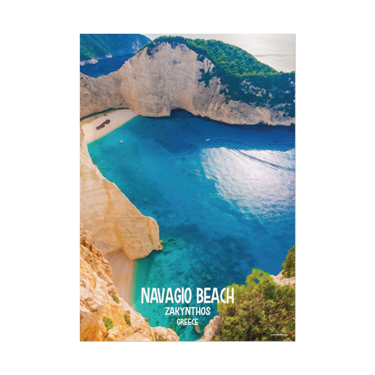 Navagio Beach Zakynthos Greece Painting Window to the World Vertical Poster - Xavi's World