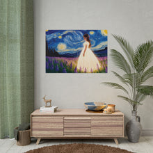 Load image into Gallery viewer, Xavi&#39;s Glowing Dress Woman in Lavender Field Matte Horizontal Poster - Xavi&#39;s World
