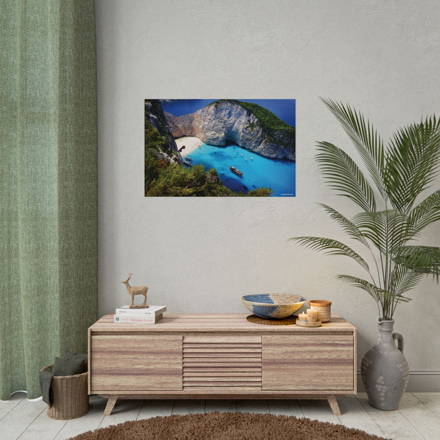 Navagio Beach Zakynthos Greece Painting Window to the World Horizontal Poster - Xavi's World