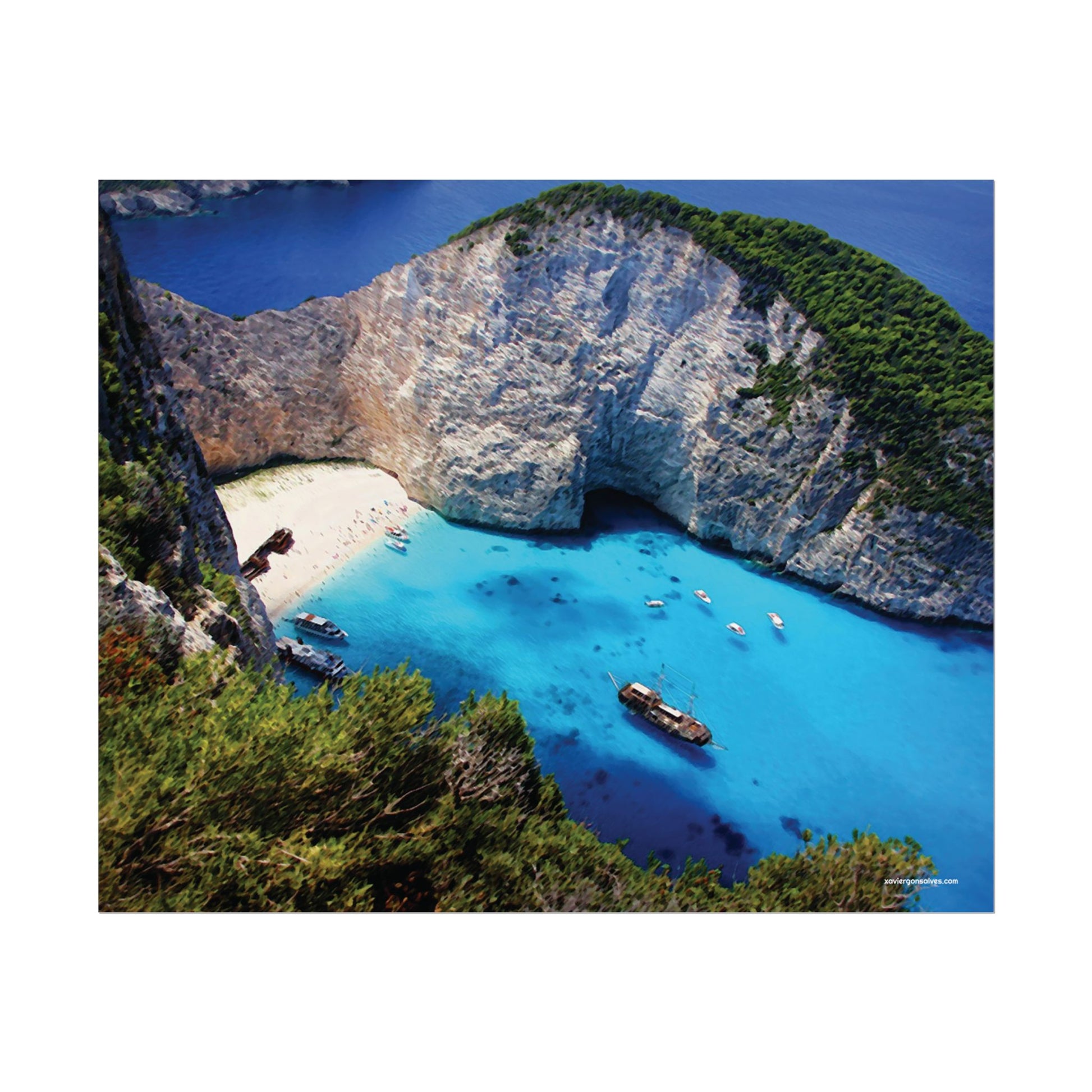 Navagio Beach Zakynthos Greece Painting Window to the World Horizontal Poster - Xavi's World