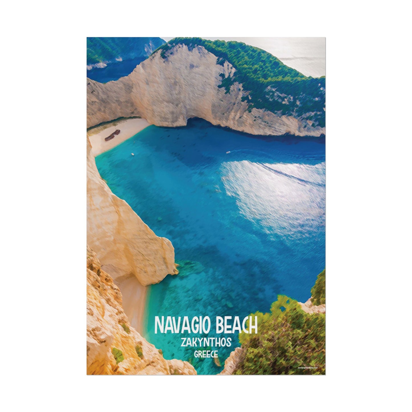 Navagio Beach Zakynthos Greece Painting Window to the World Vertical Poster - Xavi's World