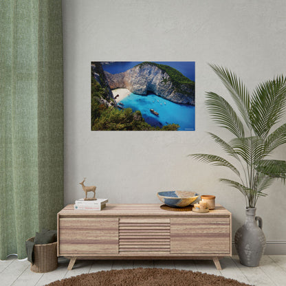 Navagio Beach Zakynthos Greece Painting Window to the World Horizontal Poster - Xavi's World