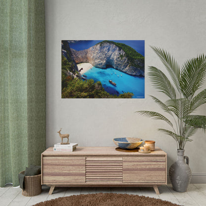 Navagio Beach Zakynthos Greece Painting Window to the World Horizontal Poster - Xavi's World