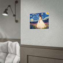 Load image into Gallery viewer, Xavi&#39;s Glowing Dress Woman in Lavender Field Matte Horizontal Poster - Xavi&#39;s World
