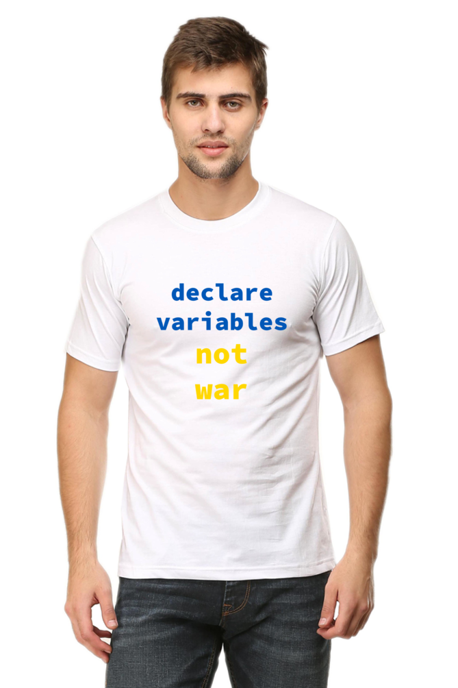 Xavi's Declare Variables not War Unisex Cotton Coder T-shirt - Xavi's World