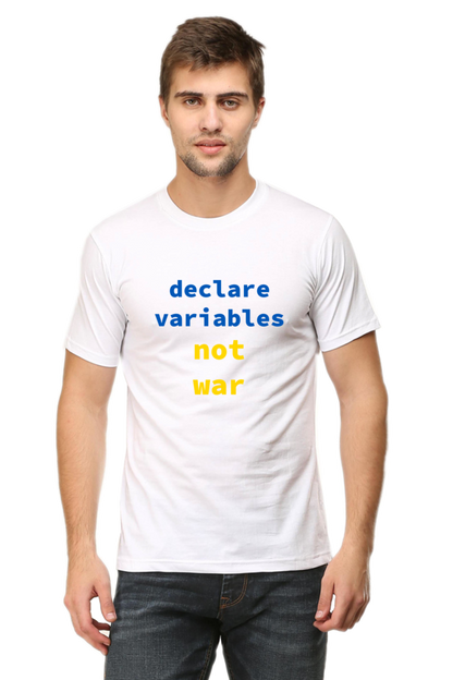 Xavi's Declare Variables not War Unisex Cotton Coder T-shirt - Xavi's World