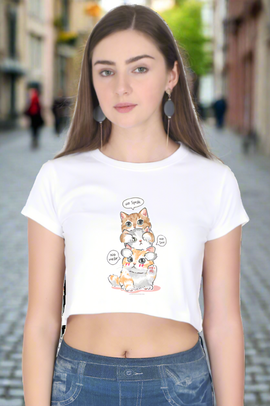 Cute Kitten Stack Women's Cropped T-Shirt - Xavi's World