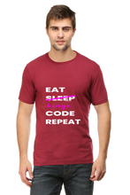 Load image into Gallery viewer, Xavi&#39;s Eat Sleep Code Repeat Binge Unisex Cotton Coder Tshirt
