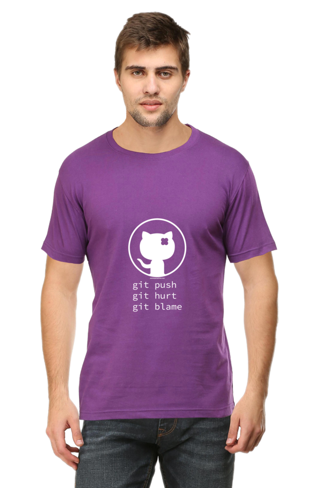 Xavi's Git Push Git Blame Unisex Cotton Coder T-shirt - Xavi's World