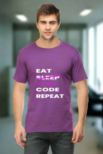 Xavi's Eat Sleep Code Repeat Binge Unisex Cotton Coder T-shirt - Xavi's World