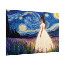 Load image into Gallery viewer, Xavi&#39;s Glowing Dress Woman in Lavender Field Matte Horizontal Poster - Xavi&#39;s World
