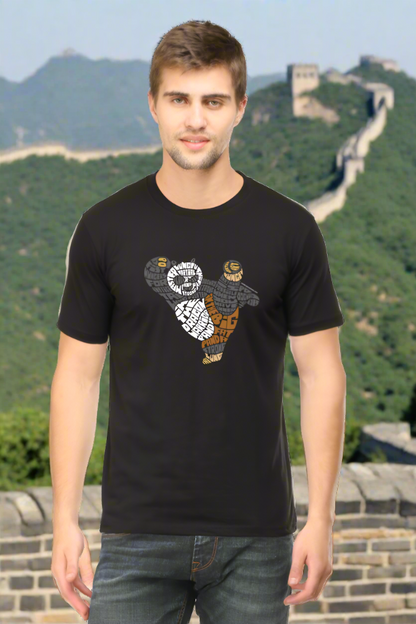 Martial Art Panda Typography Cartoon Unisex Tshirt - Xavi's World