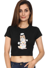 Load image into Gallery viewer, Cute Kitten Stack Women&#39;s Cropped T-Shirt - Xavi&#39;s World
