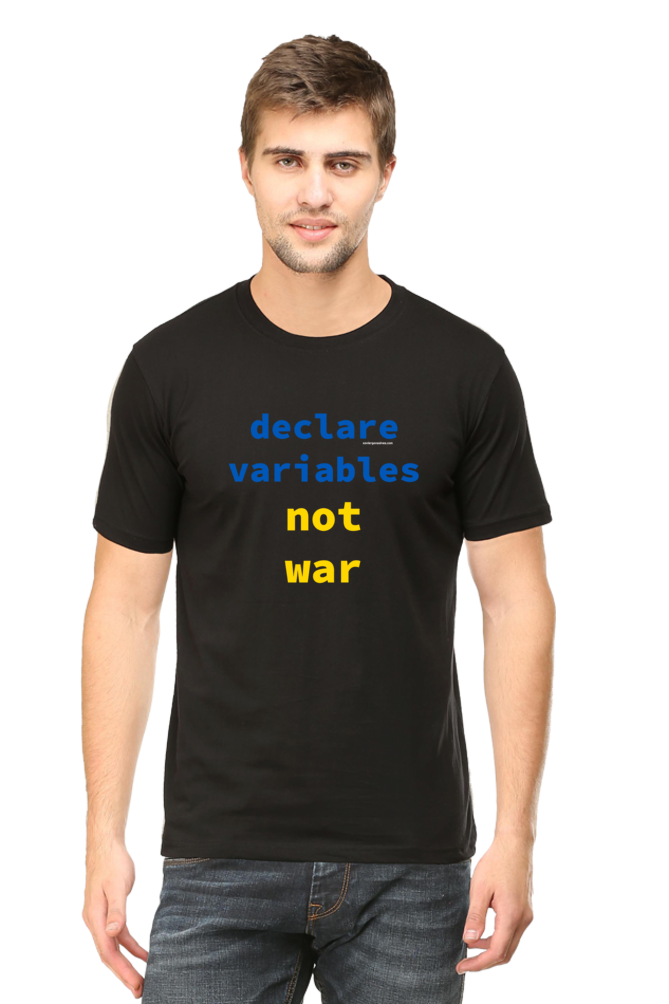 Xavi's Declare Variables not War Unisex Cotton Coder T-shirt - Xavi's World