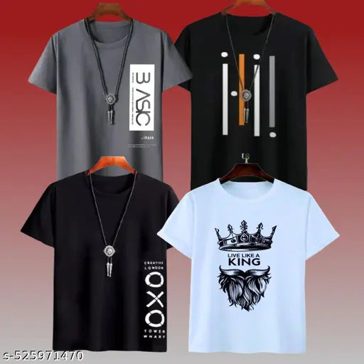 Basic Quality Men's Printed Gym T-Shirts Set 1 | Pack of 4