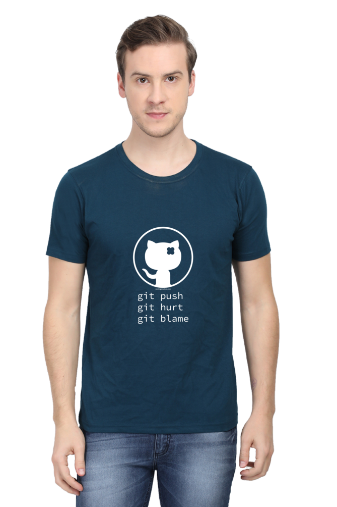 Xavi's Git Push Git Blame Unisex Cotton Coder T-shirt - Xavi's World