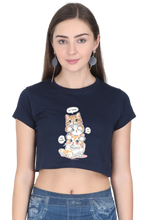 Load image into Gallery viewer, Cute Kitten Stack Women&#39;s Cropped T-Shirt - Xavi&#39;s World
