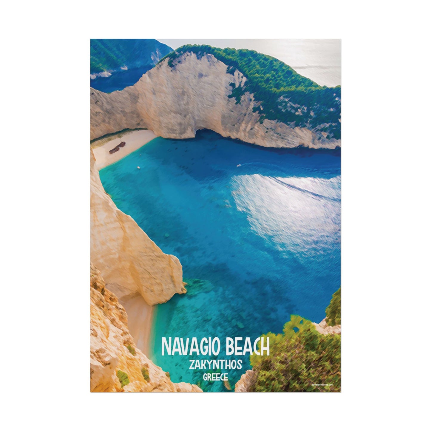 Navagio Beach Zakynthos Greece Painting Window to the World Vertical Poster - Xavi's World