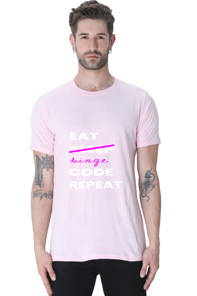 Xavi's Eat Sleep Code Repeat Binge Unisex Cotton Coder T-shirt - Xavi's World
