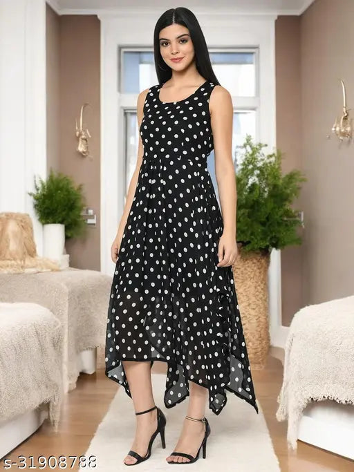 Trendy Printed Multi Pattern Asymmetric Dress