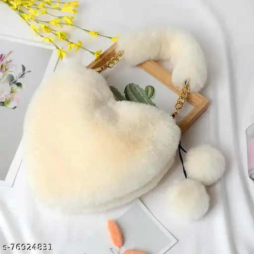 Faux Fur Heart Shaped Handbag