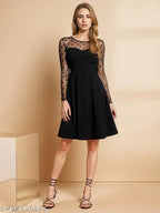 Black Lycra Designer Party Dress