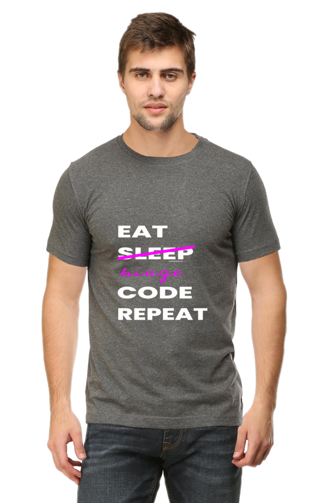 Xavi's Eat Sleep Code Repeat Binge Unisex Cotton Coder T-shirt - Xavi's World