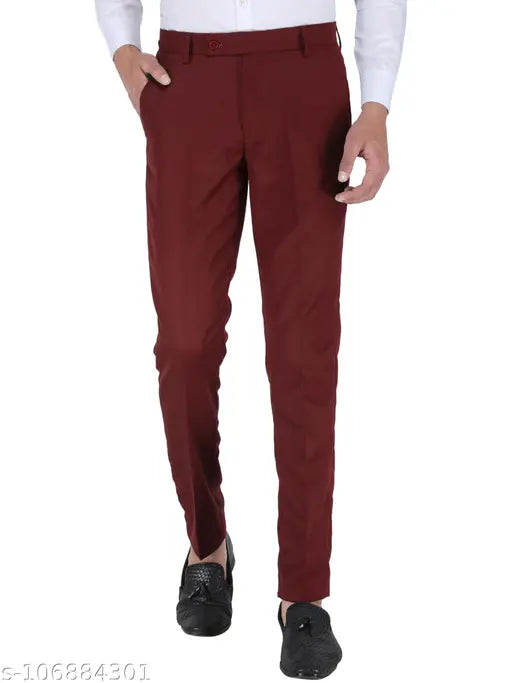Maroon Slim Fit Trouser for Men