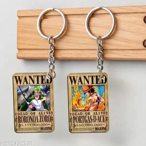 One of Piece Wanted Anime Keychains | Pack of 6
