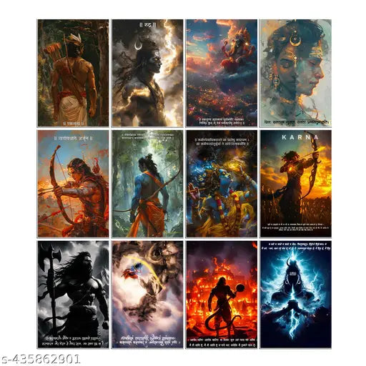 Hindu God Posters | Set Of 12 | A4 Size