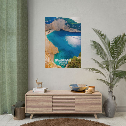 Navagio Beach Zakynthos Greece Painting Window to the World Vertical Poster - Xavi's World