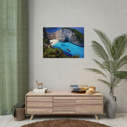 Navagio Beach Zakynthos Greece Painting Window to the World Horizontal Poster - Xavi's World