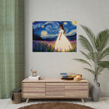 Load image into Gallery viewer, Xavi&#39;s Glowing Dress Woman in Lavender Field Matte Horizontal Poster - Xavi&#39;s World
