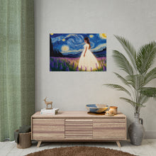 Load image into Gallery viewer, Xavi&#39;s Glowing Dress Woman in Lavender Field Matte Horizontal Poster - Xavi&#39;s World
